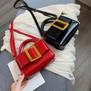 

1 PC Small Square PU Leather Shoulder Bag Women Ladies Crossbody Diagonal Bag Girls Fashion Messenger Top-handle Bag Dropship