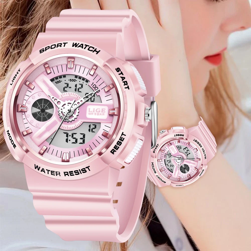 Sport Women Quartz Digital Watch Creative Diving Watch Ladies Waterproof Alarm Watch Dual Display Clock Montre Femme_voghion.com