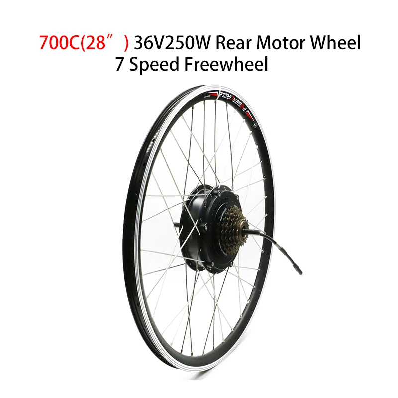 36V 250W задний мотор ступицы колеса с 6/7 Freewheel электродвигатель для скутера двигателя 2" 24" 2" 700C 28" Электрический велосипед Ebike конверсионный комплект - Цвет: 700C 7 Speed