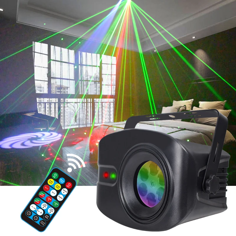 YSH Laser Disco Light Party Lamp Fog Machine Radiation DJ Controller Projecter Led Music Stage Home Decoration Gift RGB Strobe