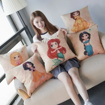 

45x45cm Home Decor Pillowcase Princess frozen Sofia Cushion Cover Linen Cushion Case Chair Sofa Throw Pillow Cover