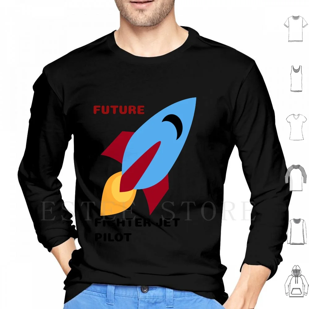Fun Hoodie Long Sleeve Funny Future Fighter Jet Pilot Classic Space Flight Air Plane | Мужская одежда