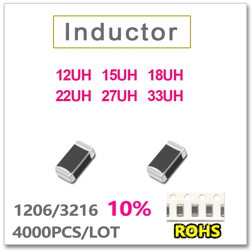 

JASNPROSMA 1206 3216 4000PCS SMD Multilayer low Frequency Inductor 10% 12UH 15UH 18UH 22UH 27UH 33UH SMD New high quality