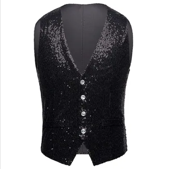 

Men's Sequins Crystal Buttons Three-dimensional Tailored Vests Parties Clown Shows Christmas Gifts