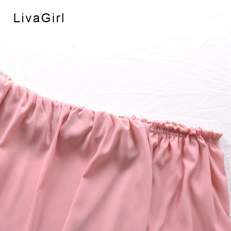 

Sexy slash neck pink blouse Casual long sleeve loose chiffon shirts