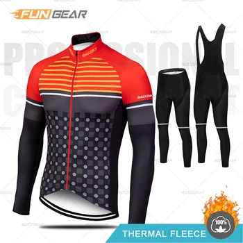 

GALLOP.Y 2020 Pro Team Jersey Set Winter Cycling Clothing Men Long Sleeve Uniform Bib Pants Set Thermal Fleece Clothes Keep Warm
