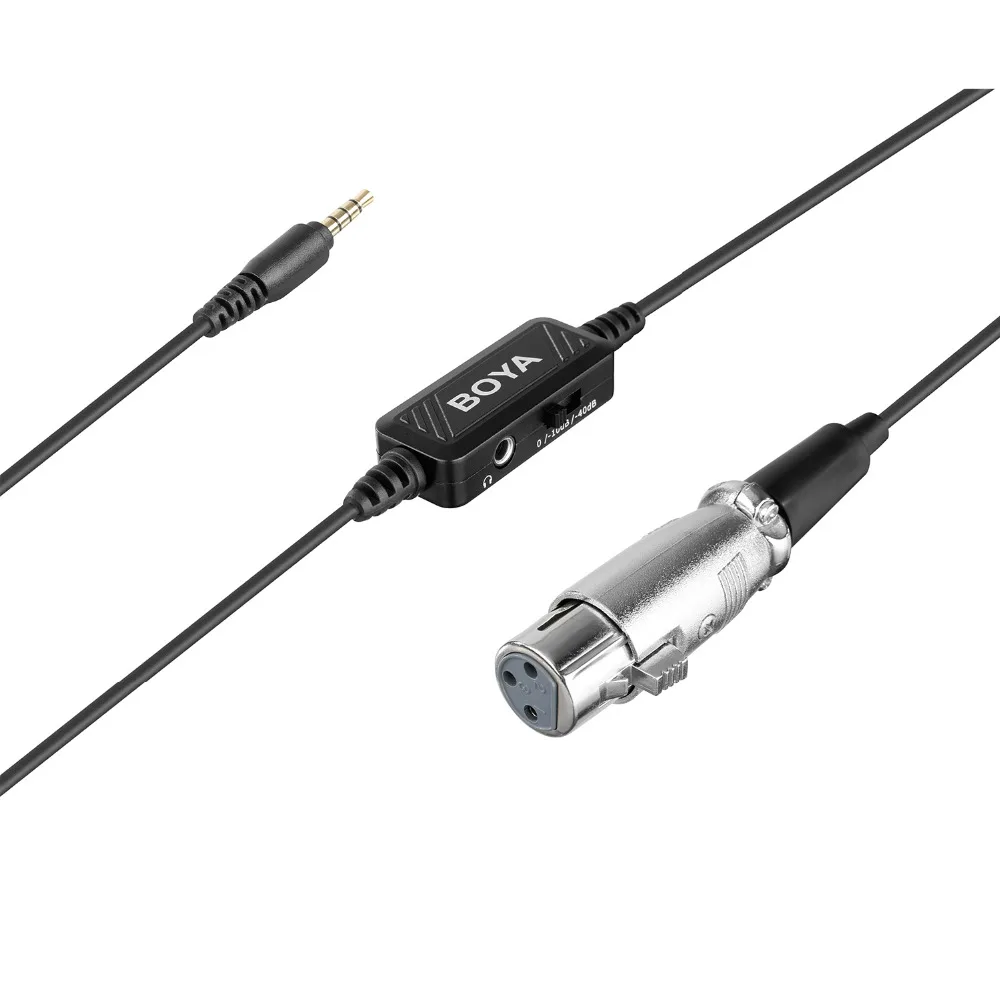 BOYA BY BCA6 XLR to 3 5mm TRRS Adapter Cable Microphone Audio Gain Output Splitter Headphone Monitor for Smartphone 6 Meters