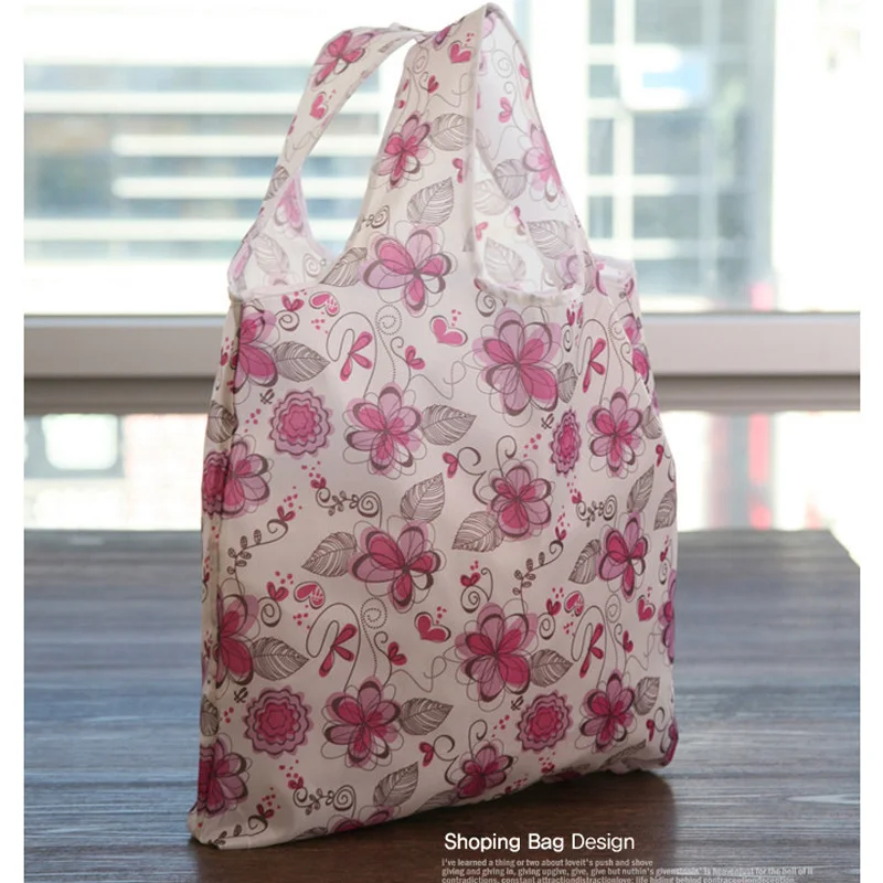 Женская Компактная сумка для покупок Модная складная сумка для хранения сумки многоразовые складные Эко сумка-мешок с цветочным принтом сумка-Органайзер