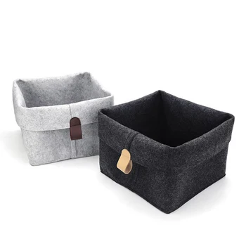 

New Felt Storage Basket Living Room Tea Table Sundries Hangable Storage Basket Cloth Felt Storage Box Bedroom Socks Toy Storage