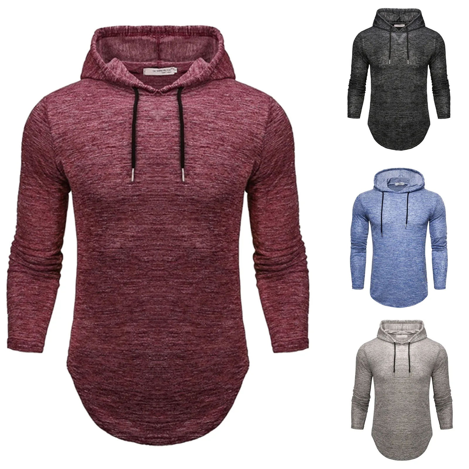 2021 New Men's Fashion Solid Color Top Hooded Casual Long Sleeve Blouse Simple Comfy High Quality Warm Top Fast Free Shipping 1