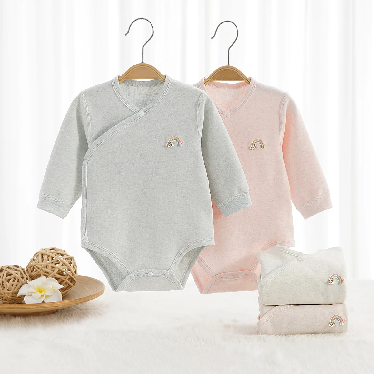 

Newborn Baby Boy Infant Clothing Home Love Long Sleeve Solid Color Baby Bodysuit Cotton Soft Fabric Girl Outfits Pajama For 0-1y