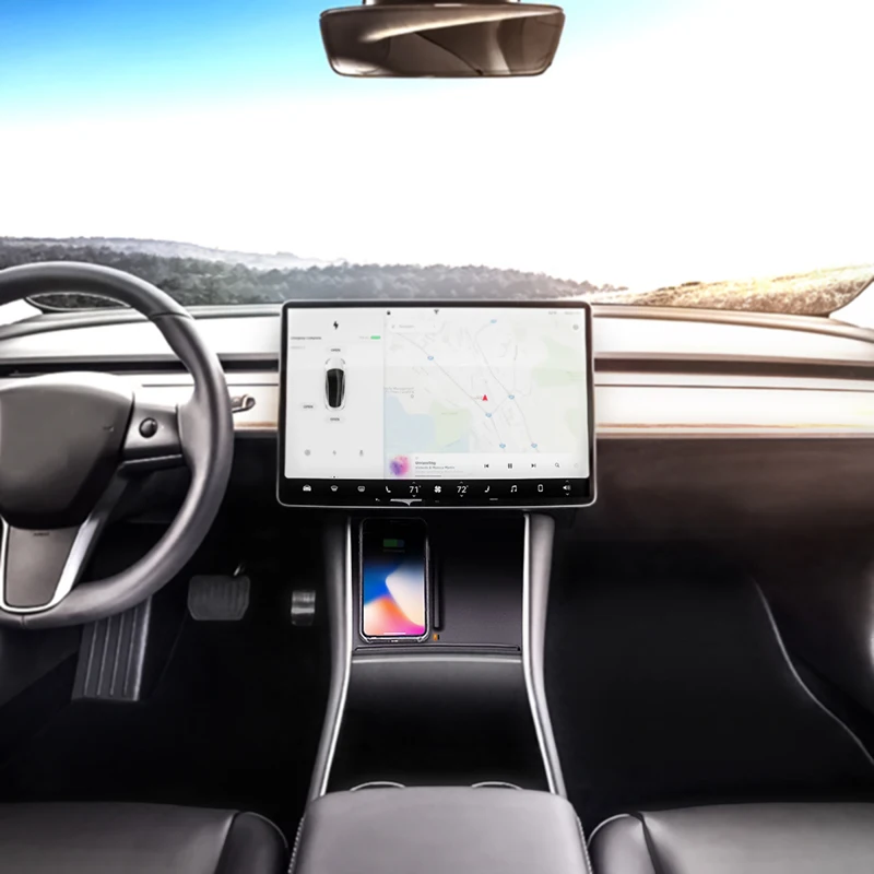 Автомобиль двойной USB центральной консоли телефон зарядка беспроводной зарядник Быстрая зарядка для Tesla модель 3 Аксессуары