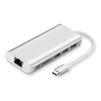 

6 in 1 USB TYPE-C HUB to USB3.0 HDMI Memory Card RJ45 PD Converter Adapter TYPE-C converter TYPE-C docking station for laptop