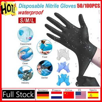 

10/50/100Pcs Disposable Latex Gloves Non-Slip Acid and Alkali Laboratory Rubber Latex Gloves Household Cleaning Products