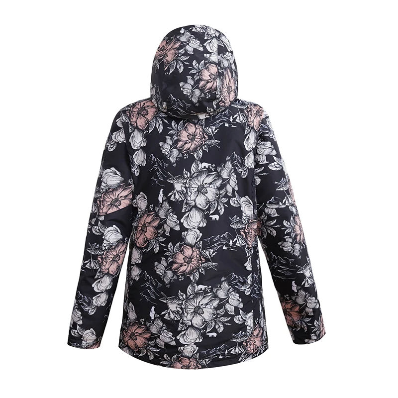 SMN Women Ski Jacket Flower Winter Waterproof Wind Resistant Breathable Snow Coat Snowboard Jacket Outdoor Sport Clothing