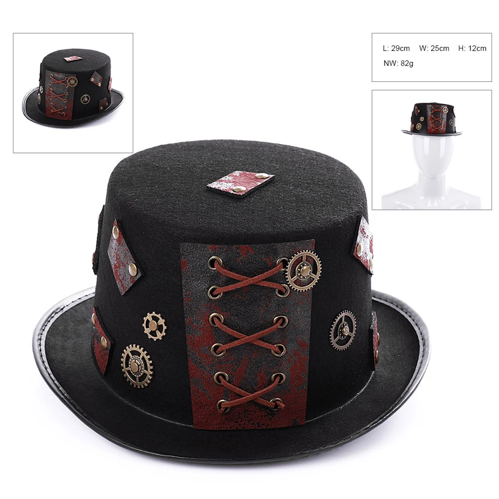 Винтажные черные шляпы в стиле панк с очками карнавальный костюм аксессуары шляпа в стиле стимпанк для мужчин и женщин 1 шт - Цвет: A