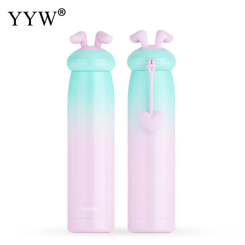 cyan So Cute кролик термос чашка, бутылка для воды Термосы Из Нержавеющей Стали Термочашка термоусадочная колба кружка Забавный подарок девочка 320 мл - Цвет: cyan