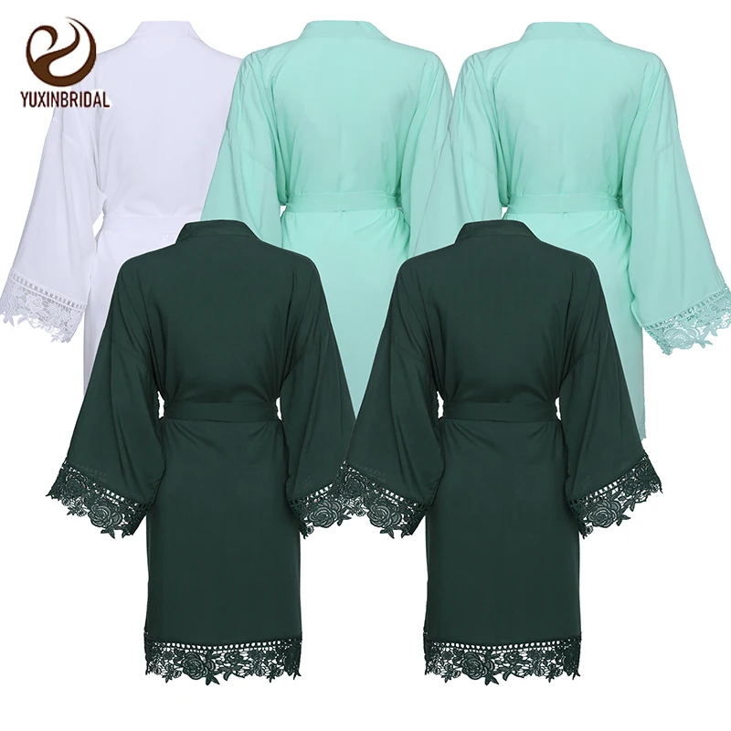 YUXINBRIDAL новинка 2019 мятный однотонный искусственный хлопок халат подружки невесты