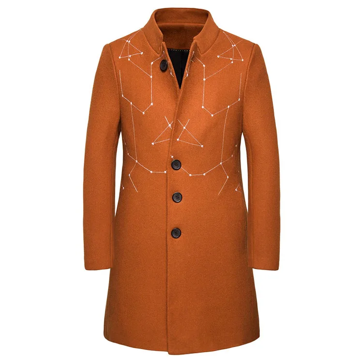 New Autumn Winter Men Warm Jacket Long Sleeve Hooded Solid Coat Pattern Printing Male Clothing Trench Streetwear Cardigan