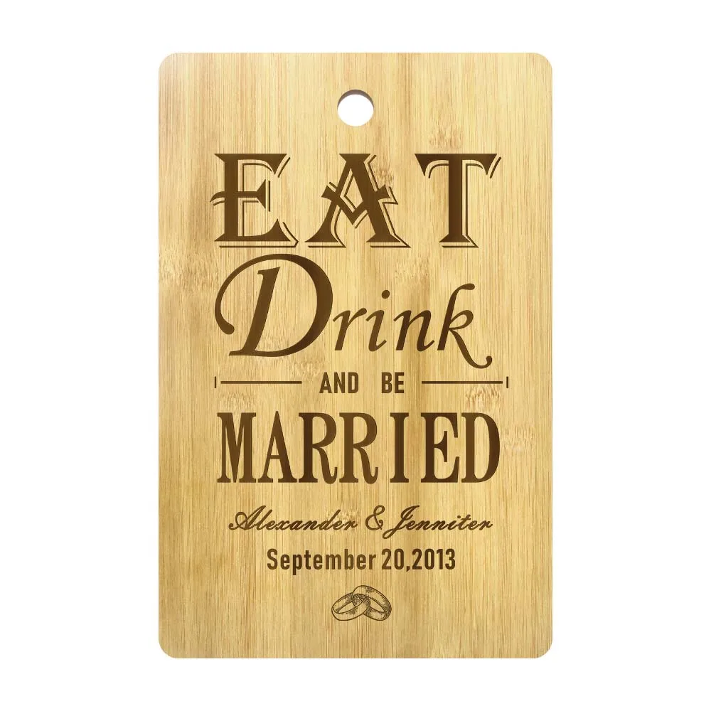 

Eat Drink And Be Married Custom Engraved Wooden Bamboo Cutting Board Home Kitchen Decor Cutting Block Wedding Anniversary Gift