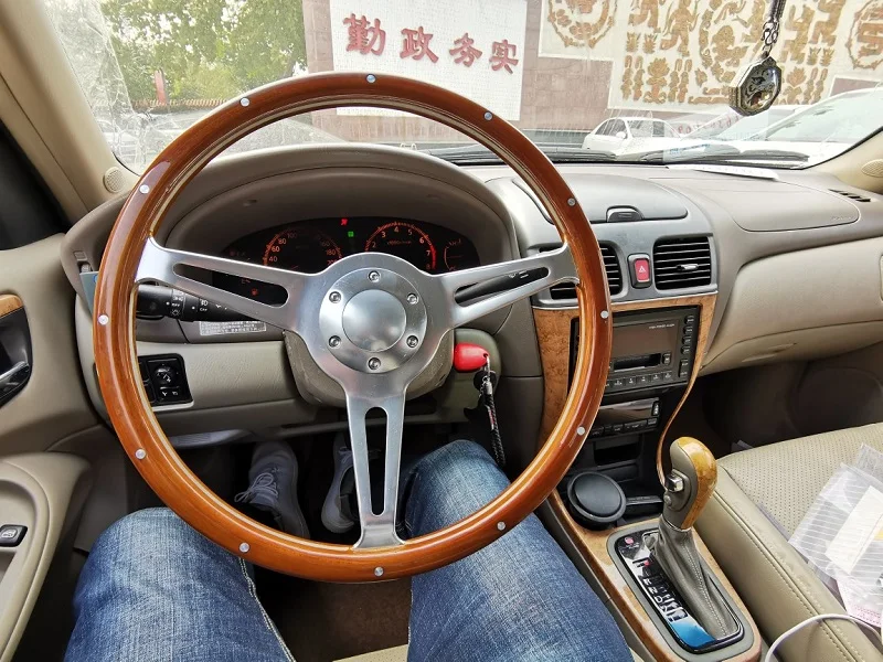 

15" 15inch /38mm Classic Mahogany Wood Grain Brown Trim Blind Rivet Steering Wheel with Horn Button