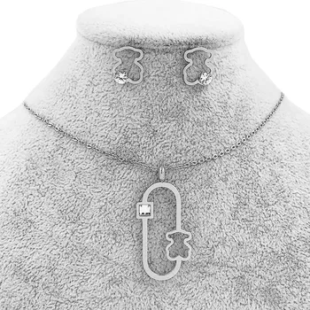 

Women Fashion Bear Jewelry Sets Simple and Generous Hollow Titanium Steel Jewelry Best Gifts for Friend