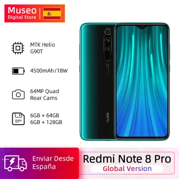 Перейти на Алиэкспресс и купить Глобальная версия Xiaomi Redmi Note 8 Pro 64 Гб/128 ГБ ROM 64 мп Quad Camera MTK Helio G90T смартфон 4500 мАч 18 Вт QC 3,0 UFS 2,1