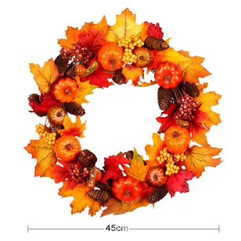 

Creative Autumn Home Natural Artificial Decoration Pendant Halloween Pumpkin Pine Cone Maple Wreath Autumn Wreath
