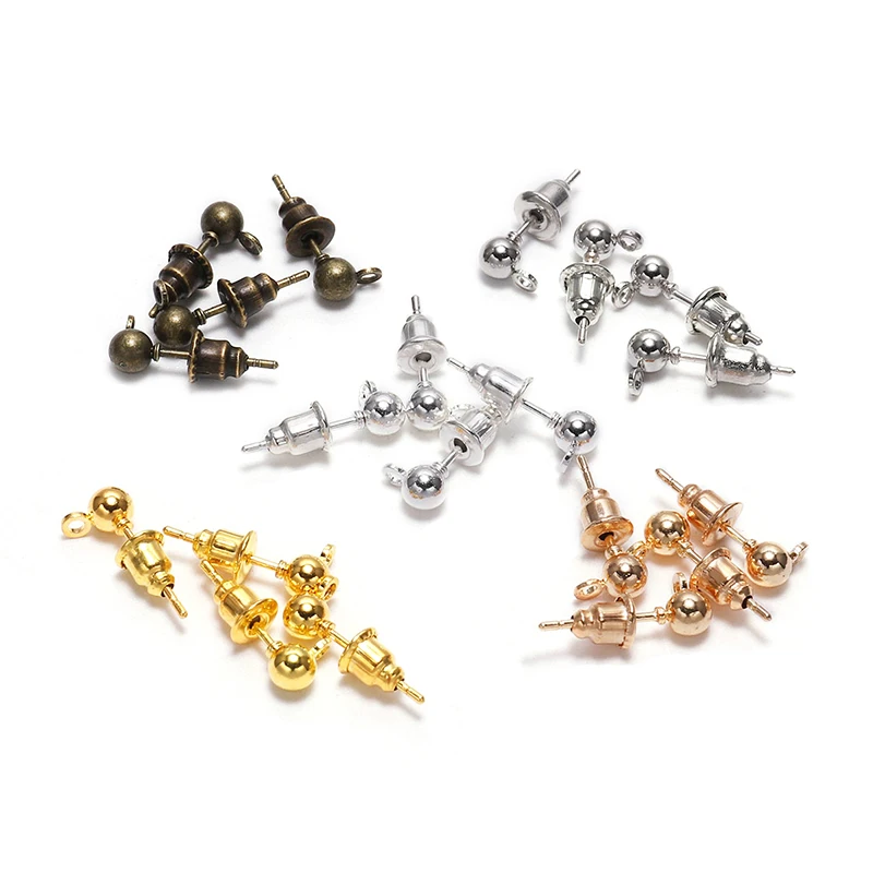 20pcs 3/4/5mm Ball Beads Pin Findings Stud Earring Basic Pins Stoppers Connector For DIY Jewelry Making Accessories Supplies | Украшения и
