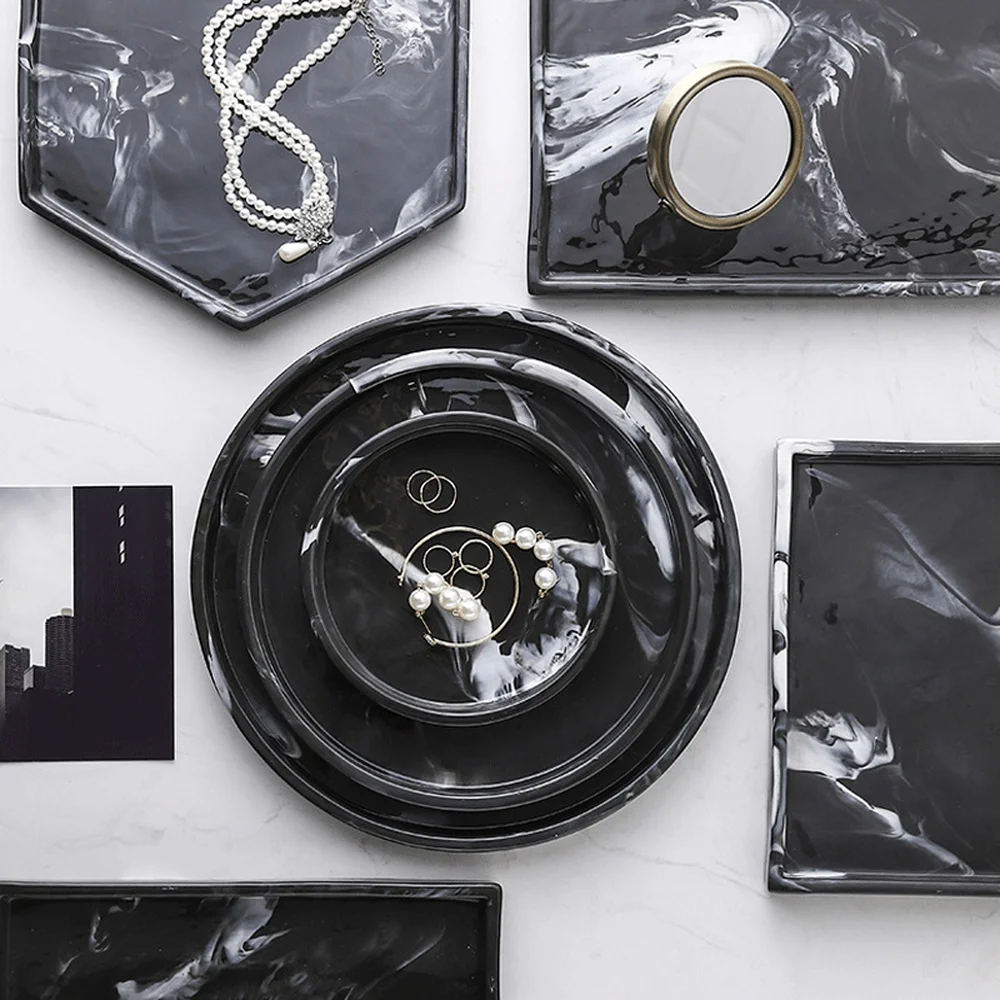 1 предмет Nordic Мрамор хранения пищевые лотки лоток креативные ювелирные изделия Дисплей Керамика домашний лоток для рабочего стола Кофе Кухня Органайзер