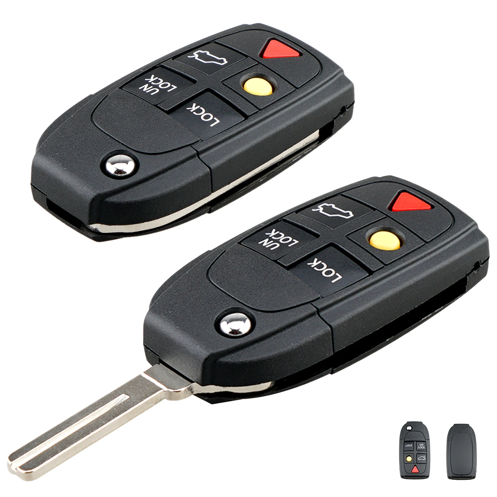 Replacement 5 Buttons Remote Flip Folding Key Shell Case Fob For Volvo