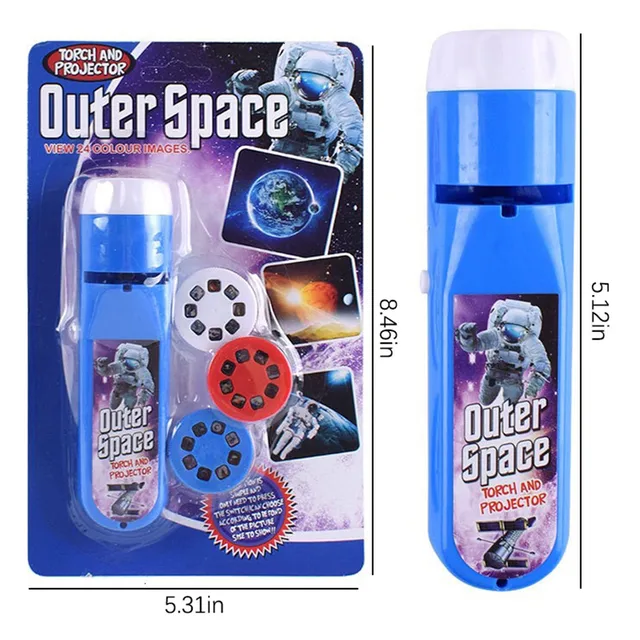 Projector Torch Kids Flashlight Story Book Early Educational Light-up Toys Sleep Light Preschool Fairy Tale Projection Lamp Gift Outer Space