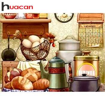 

Huacan Diamond Mosaic Cartoon Kitchen Full Layout Diamond Embroidery With Square Round Stones Diamond Painting New Arrival