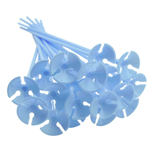 10-50pcs 30cm Latex Balloon Stick Multicolor Plastic Balloon Holder Cups for Wedding Birthday Decoration Accessories B02-Blue