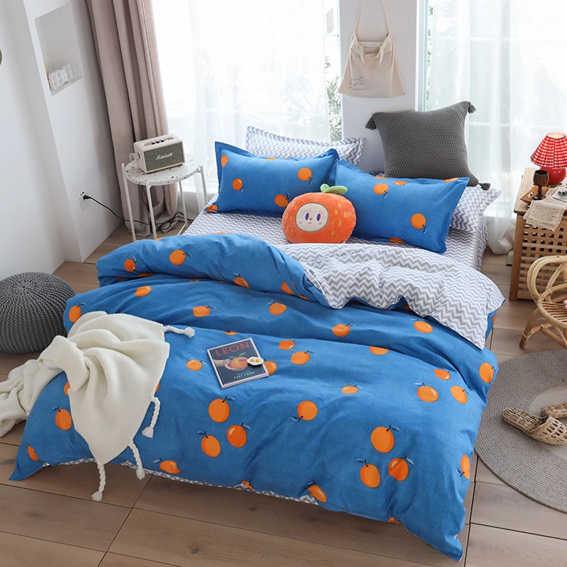 

Fashion printing Bedding Sets Polyester (Duvet Cover + Bed Flat Sheet + Pillow Case) single Twin Full Queen King Size