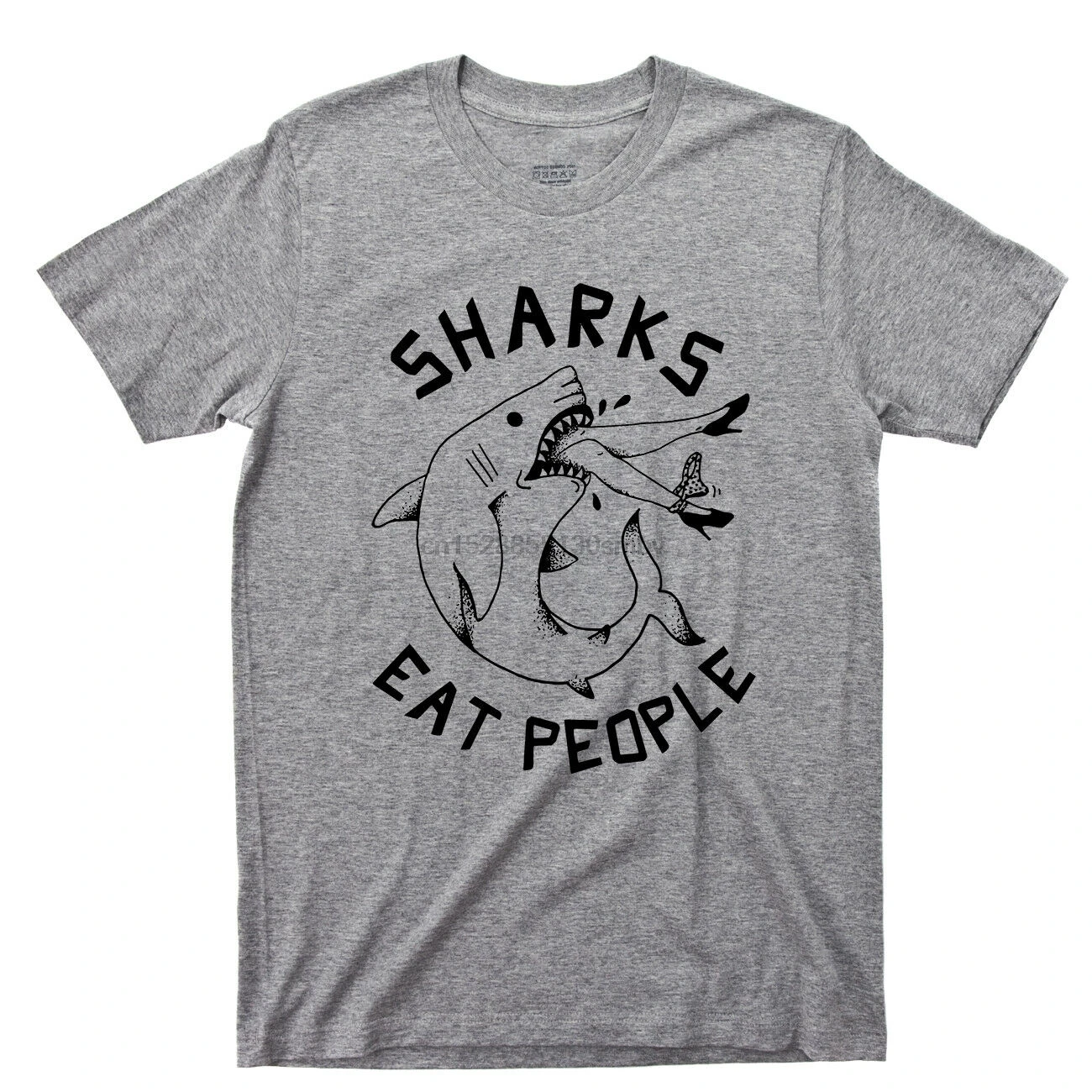 Sharks Eat People T Shirt Funny Jaws Teeth Fin Attack Ocean Swimming