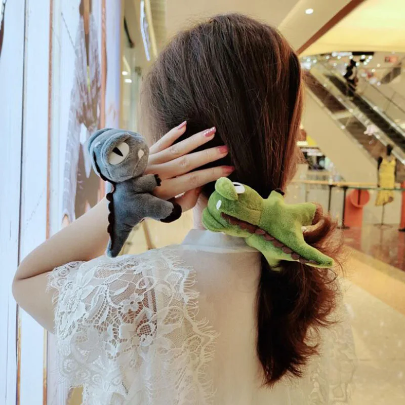 2020 New stuffed toy dinosaur hair rope hair ring Tyrannosaurus Rex doll headdress in Dongmen, South Korea head scarves for women