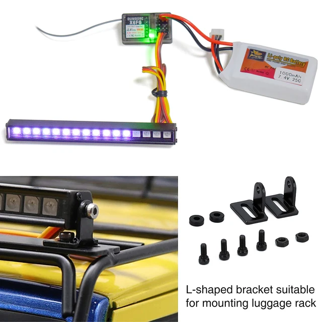 RC Light Bar With 36 LED Lights - Metal Roof Lamp For TRX4 Traxxas SCX10 Axial Crawler Cars