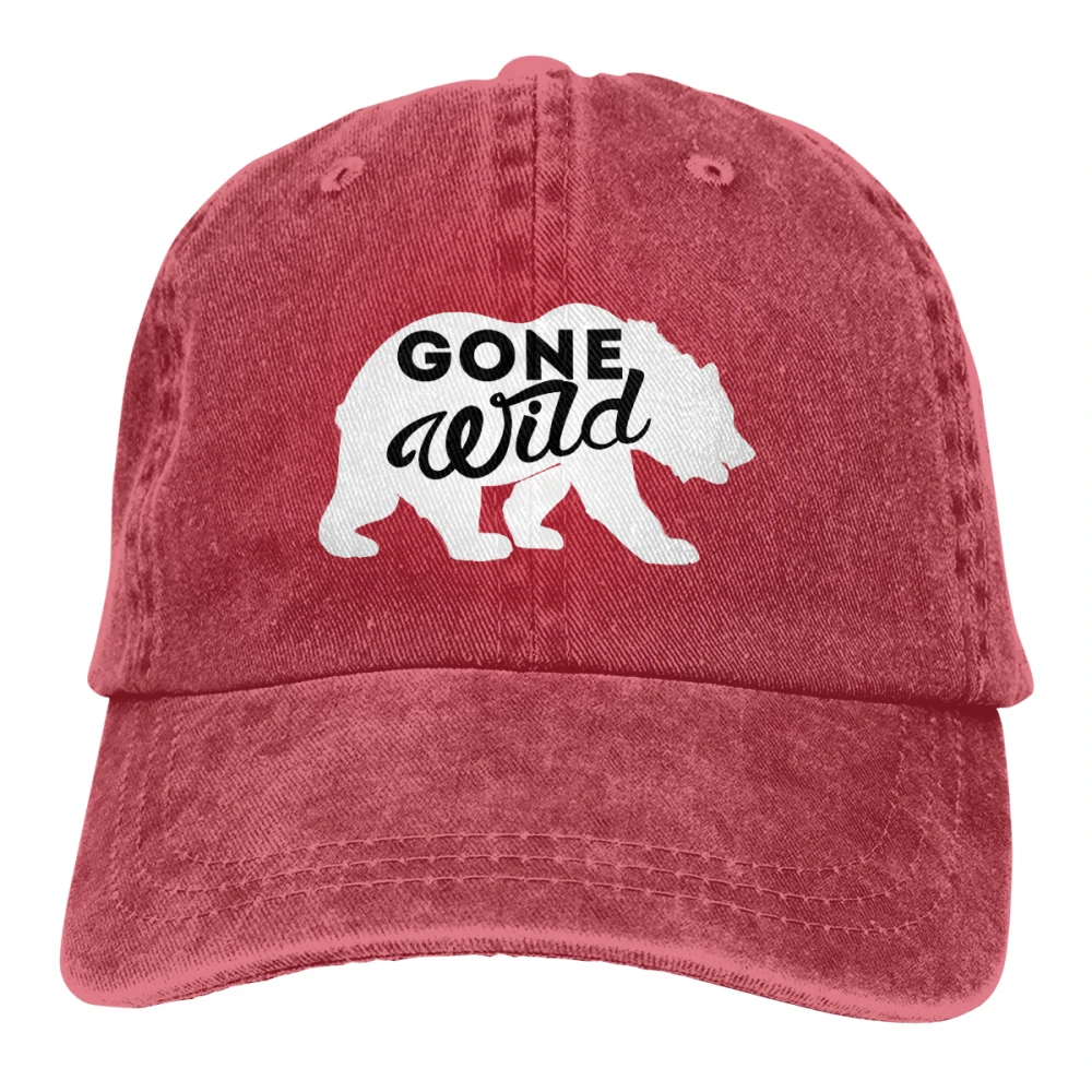 Gone Wild Bear Casquette черные унисекс Мужские Женские джинсовые бейсболка с ремешком кепки регулируемые Гольф папа шляпа