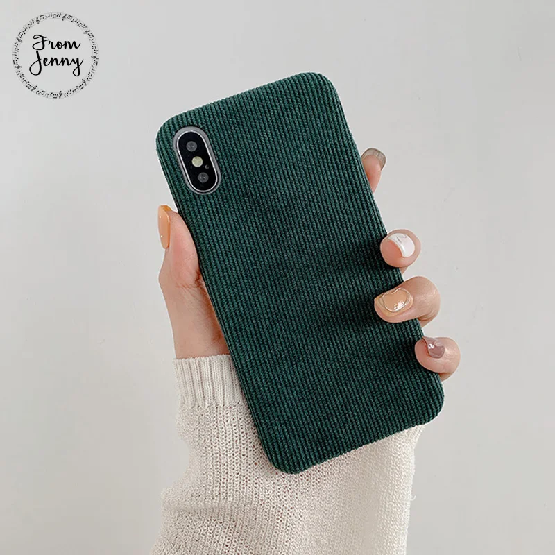From Jenny однотонный вельветовый для iPhone x xr xs max 6 6s 7 8 плюс простая под мобильный телефон флисовый Мягкий защитный чехол