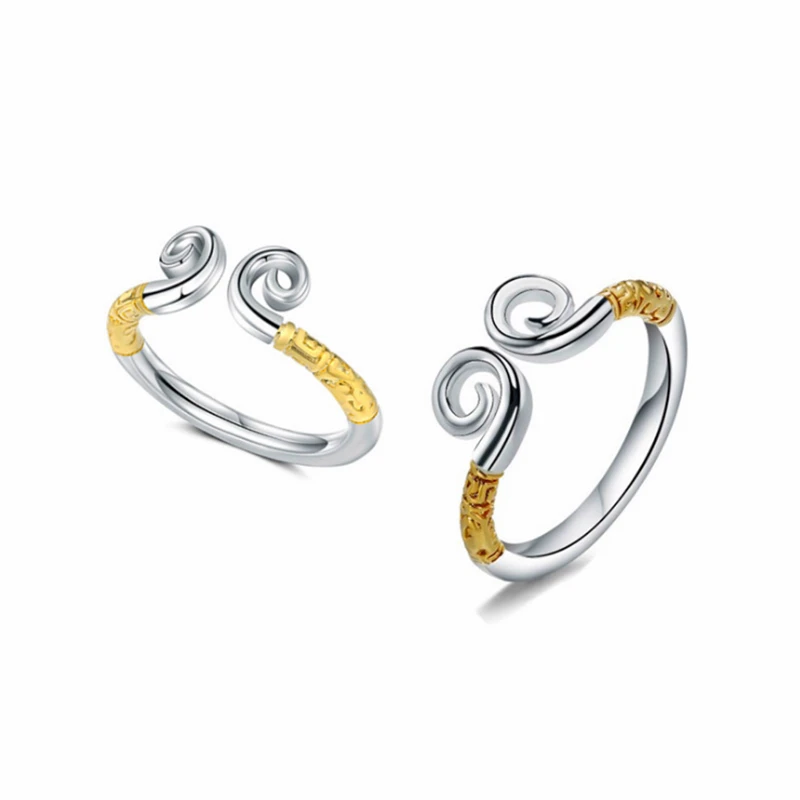 

Forever Love Tightening Spell 925 Sterling Sliver Adjustable Rings For Couple Lovers' Anniversary Engagement Golden Boho KZ0159