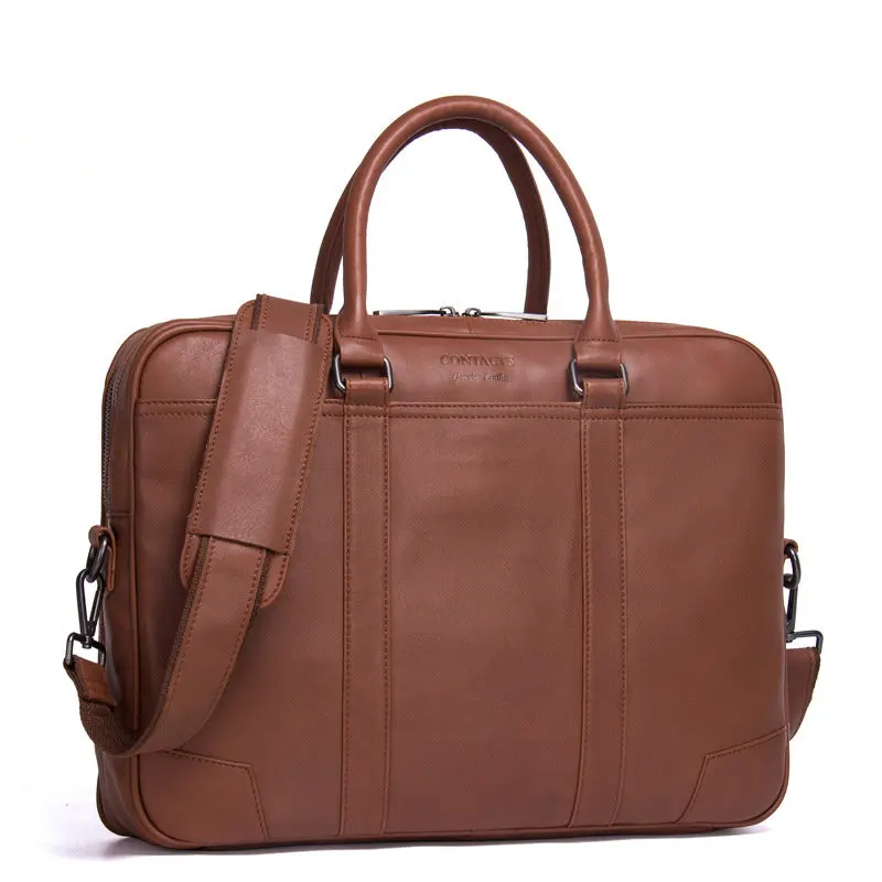 

Men's briefcase leather handbag one shoulder slanting across computer bag 17 inches black brown brown