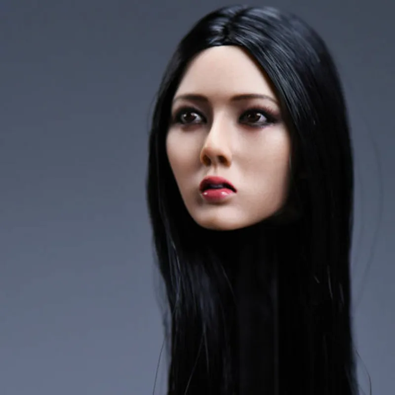 YMTOYS 1/6 масштаб азиатская девочка голова лепим резные модели черные длинные волосы подходят для 12 ''12 дюймов Женская фигурка тела куклы Подарки