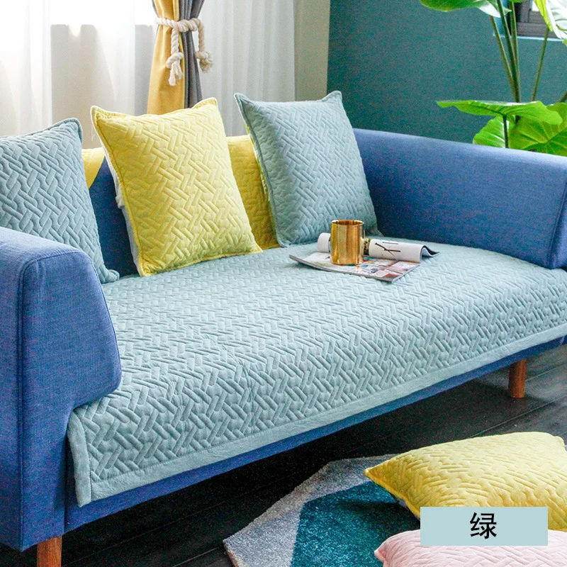 Скандинавские современные l-образные чехлы для диванов, хлопковые чехлы для диванов, желтый розовый чехол для секционного дивана, 3 сиденья, одноместный диван - Цвет: 01030-Green