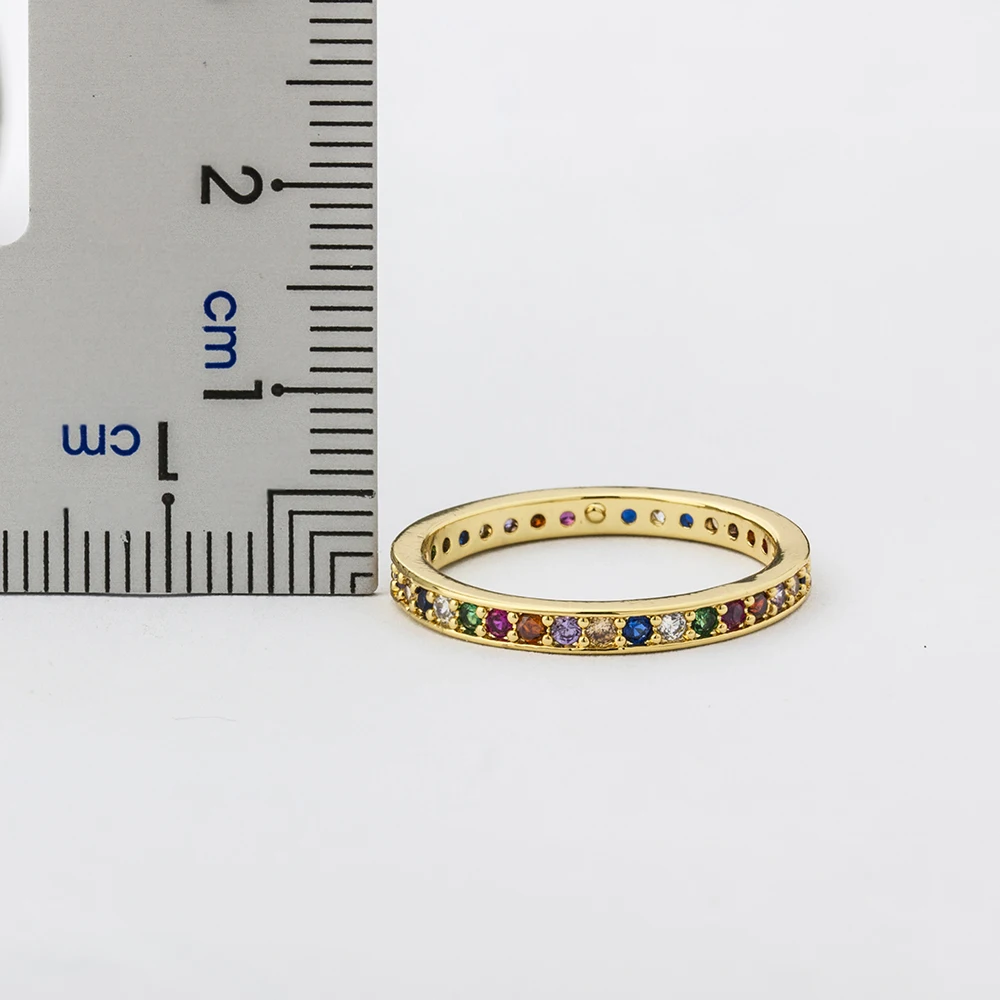 AIBEF Classic Simple Color Ring AAA Rainbow Mini Crystal Wedding Rings For Bridal Christmas Gift Women Jewelry Engagement Ring wedding rings finger rings engagement rings crystal rings