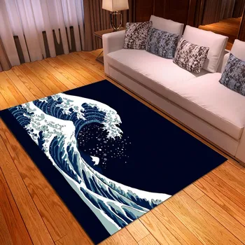 

Modern Printed Polyester Area Rug 3D Home Sea Wave Room Floor Carpet For Living Room Bedroom Home Decor Mats Entrance Doormats