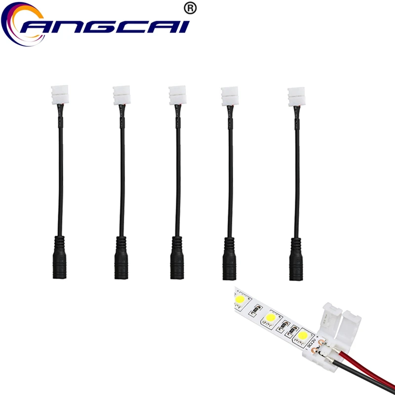 Angcai 2/4 Pin светодиодные полосы света разъем комплект Pigtail Solderless 5-24 в 10 мм 5050 RGB многоцветный Один Цвет DC DIY