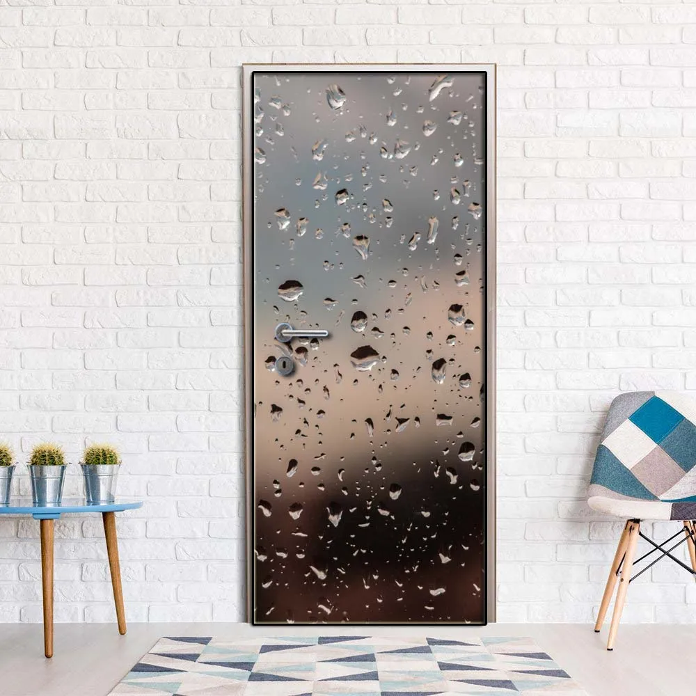Креативная наклейка на дверь дождливая капля крышка двери наклейки на стену для кухни обои обновление Фреска Наклейка домашний декор