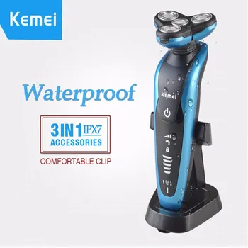 

IPX 7 Waterproof Electric Shaver Rechargeable 4D Floating Blades Razor Men's Beard Trimmer 3 In 1 Shaving Machine Face Care 40D