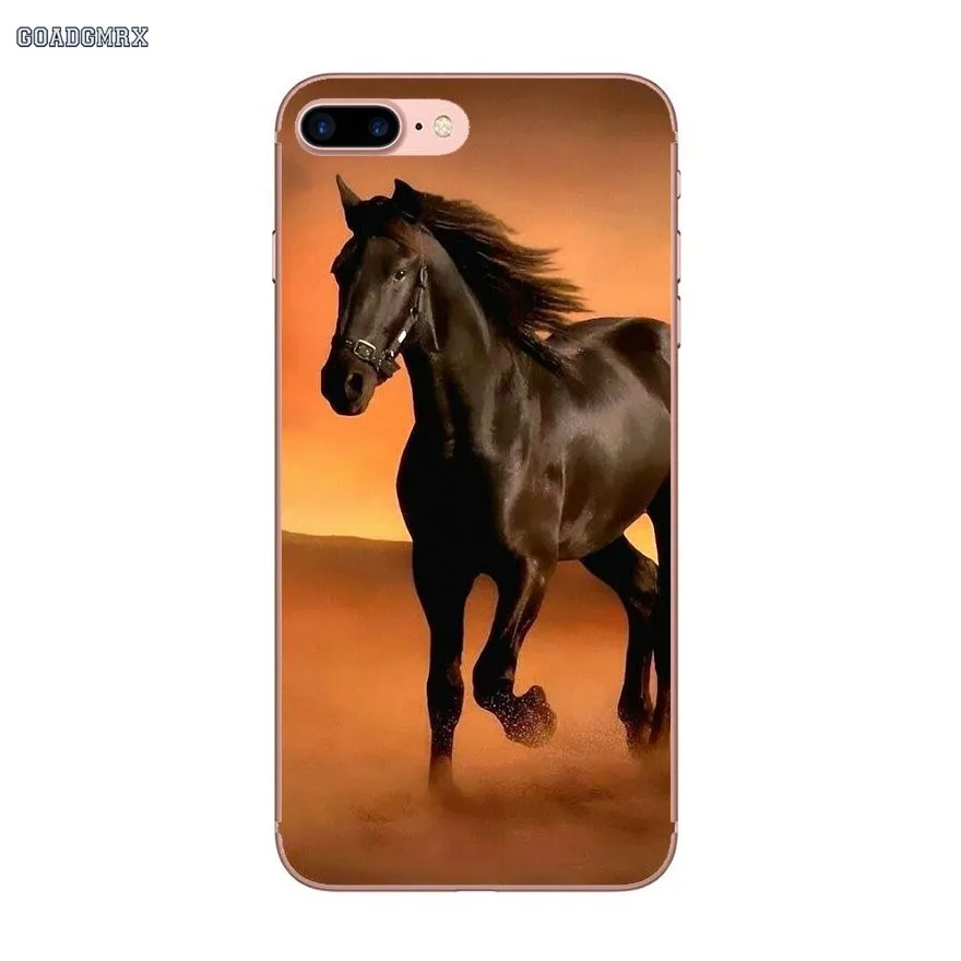 Для iPhone 11 X XR XS Pro MAX 4 4s 5 5S SE 5C 6 6S 7 8 Plus прозрачные мягкие чехлы Чехлы с изображением пейзажа заката лошади передняя крышка